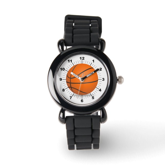 Kinderen Basketbal Silver Glitter Strap Horloge (Voorkant)