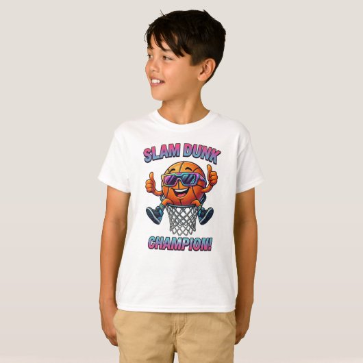 Kinderen Basketbal T-shirt - Aangepaste Naam Grapp (Voorkant volledig)