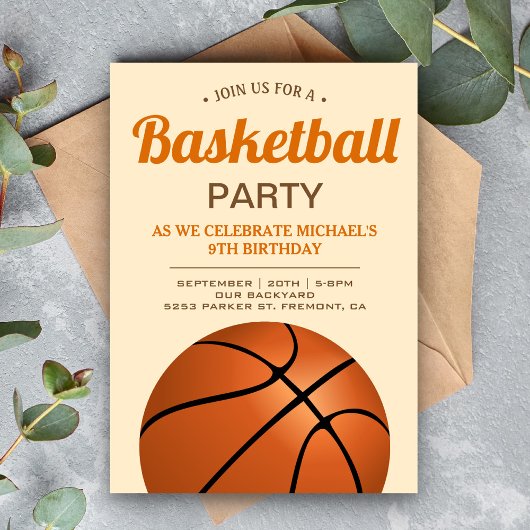 Kinderen Basketbal Verjaardagsfeestje Kaart