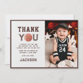 Kinderen Basketbal Waterverf Verjaardagsfeestje Fo Bedankkaart (Voorkant)