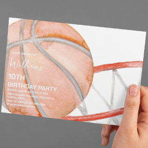 Kinderen Basketbal Waterverf Verjaardagsfeestje Kaart