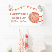 Kinderen Basketbal Waterverf Verjaardagsfeestje Spandoek (Insitu)