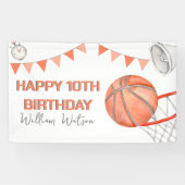 Kinderen Basketbal Waterverf Verjaardagsfeestje Spandoek (Horizontaal)
