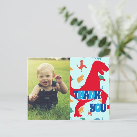 Kinderen Bedankt Dinosaurus Ansichtkaart Briefkaart (Staand voorkant)