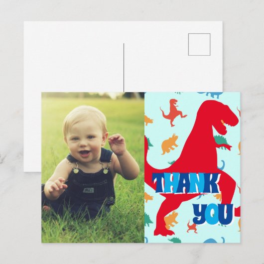 Kinderen Bedankt Dinosaurus Ansichtkaart Briefkaart (Voorkant / Achterkant)