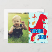 Kinderen bedankt Dinosaurus briefkaart (Voorkant / Achterkant)