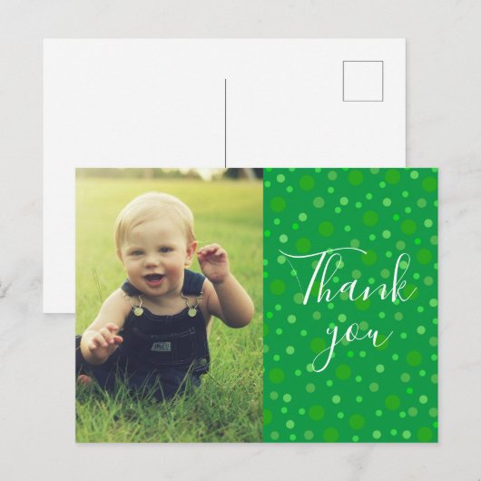 Kinderen Bedankt Groen Stippen Briefkaart (Voorkant / Achterkant)