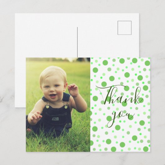 Kinderen Bedankt Groene Stippen Briefkaart (Voorkant / Achterkant)