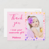 Kinderen Bedankt Leuk Kleurrijk Stippen Briefkaart (Voorkant / Achterkant)