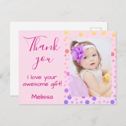 Kinderen Bedankt Schattig Kleurrijk Stippen Briefkaart (Voorkant / Achterkant)