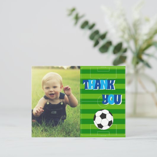 Kinderen Bedankt Voetbal Briefkaart (Staand voorkant)