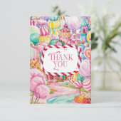 Kinderen begroeten Candyland bedankkaart (Staand voorkant)