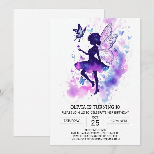 Kinderen betoverende fee verjaardagsviering kaart (Voorkant / Achterkant)