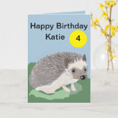 Kinderen bewerkbare schattige baby Hedgehog leefti Kaart (Gele Bloem)