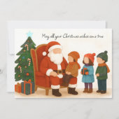 Kinderen bezoeken de kerstman voor de kerst kaart (Voorkant)