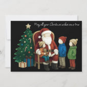 Kinderen bezoeken de kerstman voor Kerstmis 2 Kaart (Voorkant)