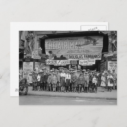 Kinderen bij de films, 1925 briefkaart (Voorkant / Achterkant)