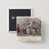 Kinderen bij het spelen vierkante button 5,1 cm (Voorkant /achterkant)