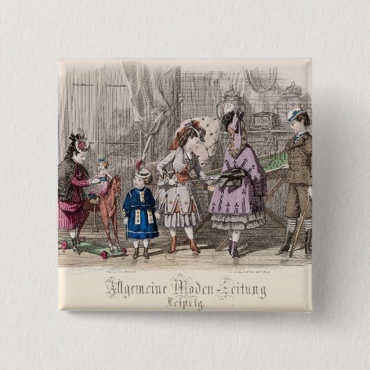 Kinderen bij het spelen vierkante button 5,1 cm (Voorkant)