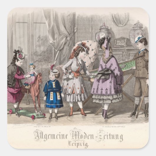 Kinderen bij het spelen vierkante sticker (Voorkant)