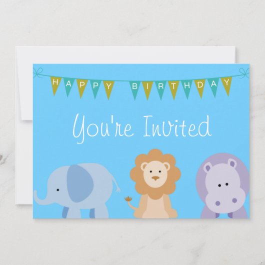 Kinderen - Birthday Animal Invitation Kaart (Voorkant)