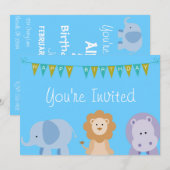 Kinderen - Birthday Animal Invitation Kaart (Voorkant / Achterkant)