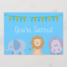 Kinderen - Birthday Animal Invitation