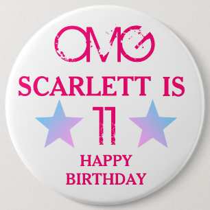 Kinderen - Birthday Badge - naam ouderband roze Ronde Button 6,0 Cm