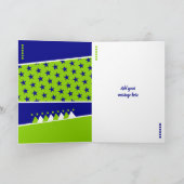 Kinderen Birthday blauw groen en wit elke leeftijd Kaart (Binnen)