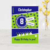 Kinderen Birthday blauw groen en wit elke leeftijd Kaart (Gele Bloem)