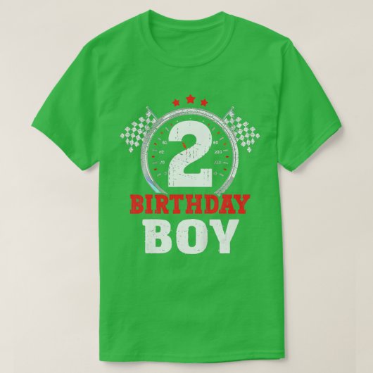 Kinderen Birthday Boy 2 met Race Car 2e verjaardag T-shirt (Design voorkant)