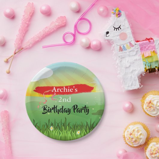 Kinderen Birthday Fun Fields Rustisch festival Papieren Bordje (Feest)