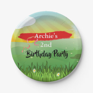 Kinderen Birthday Fun Fields Rustisch festival Papieren Bordje