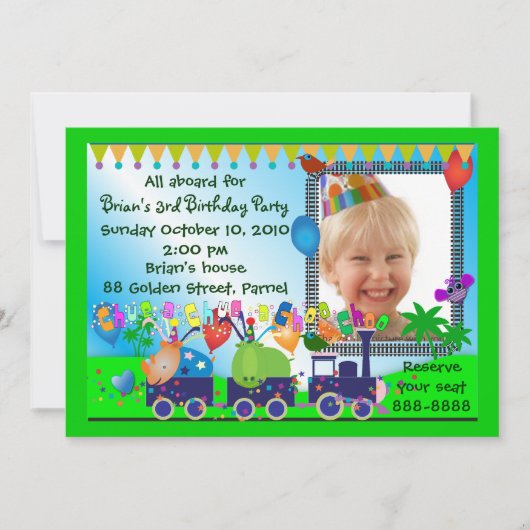 Kinderen Birthday Invitation 019: Treintrein Kaart (Voorkant)