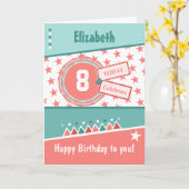 Kinderen Birthday koraal groen en wit elke leeftij Kaart (Gele Bloem)