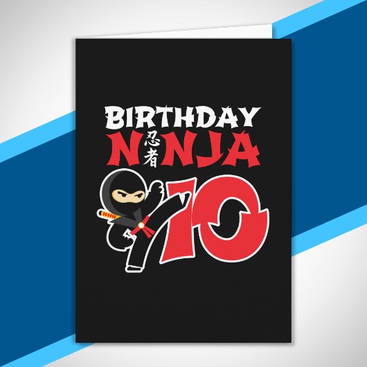 Kinderen Birthday Ninja - 10-jarig thema Oude Part Kaart