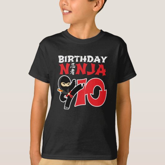 Kinderen Birthday Ninja - 10-jarig thema Oude Part T-shirt (Voorkant)