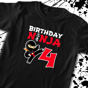 Kinderen Birthday Ninja - 4 jaar oud party thema T-shirt