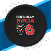 Kinderen Birthday Ninja - 6 jaar oud party thema Papieren Bordje