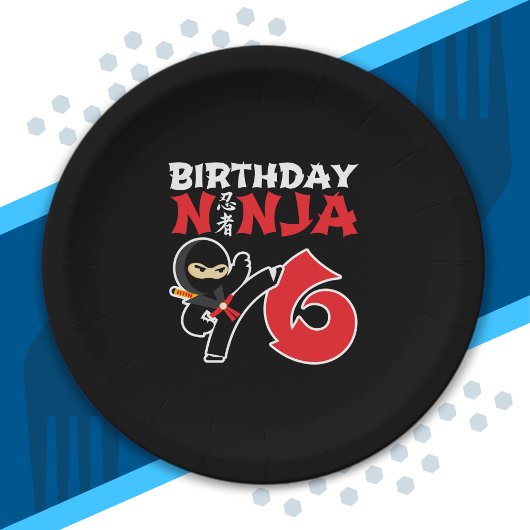 Kinderen Birthday Ninja - 6 jaar oud party thema Papieren Bordje