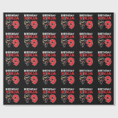 Kinderen Birthday Ninja - 9 jaar oud party thema Cadeaupapier (Vlak)