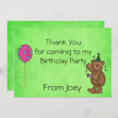 Kinderen Birthday Party Dank je kaarten (Voorkant / Achterkant)