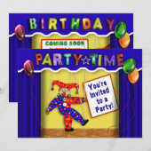 Kinderen Birthday Party Invitation, puppets Kaart (Voorkant / Achterkant)