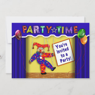 Kinderen Birthday Party Invitation, puppets Kaart