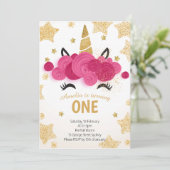 Kinderen Birthday Party Magic Unicorn Invitation Kaart (Staand voorkant)