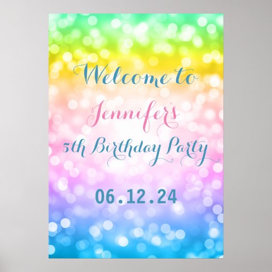 Kinderen Birthday Party Magical Unicorn Rainbow Poster (Voorkant)