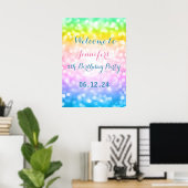 Kinderen Birthday Party Magical Unicorn Rainbow Poster (Thuiskantoor)