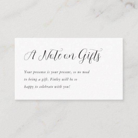 Kinderen Birthday Party No Gifts Informatiekaartje (Voorkant)