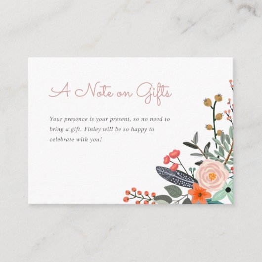 Kinderen Birthday Party No Gifts Informatiekaartje (Voorkant)