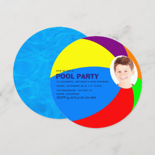 Kinderen Birthday Summer Pool/Beach Party voeg fot Kaart